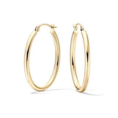 Polished Oval Tube Hoop Earrings in 10K Yellow Gold, 20x25MM 