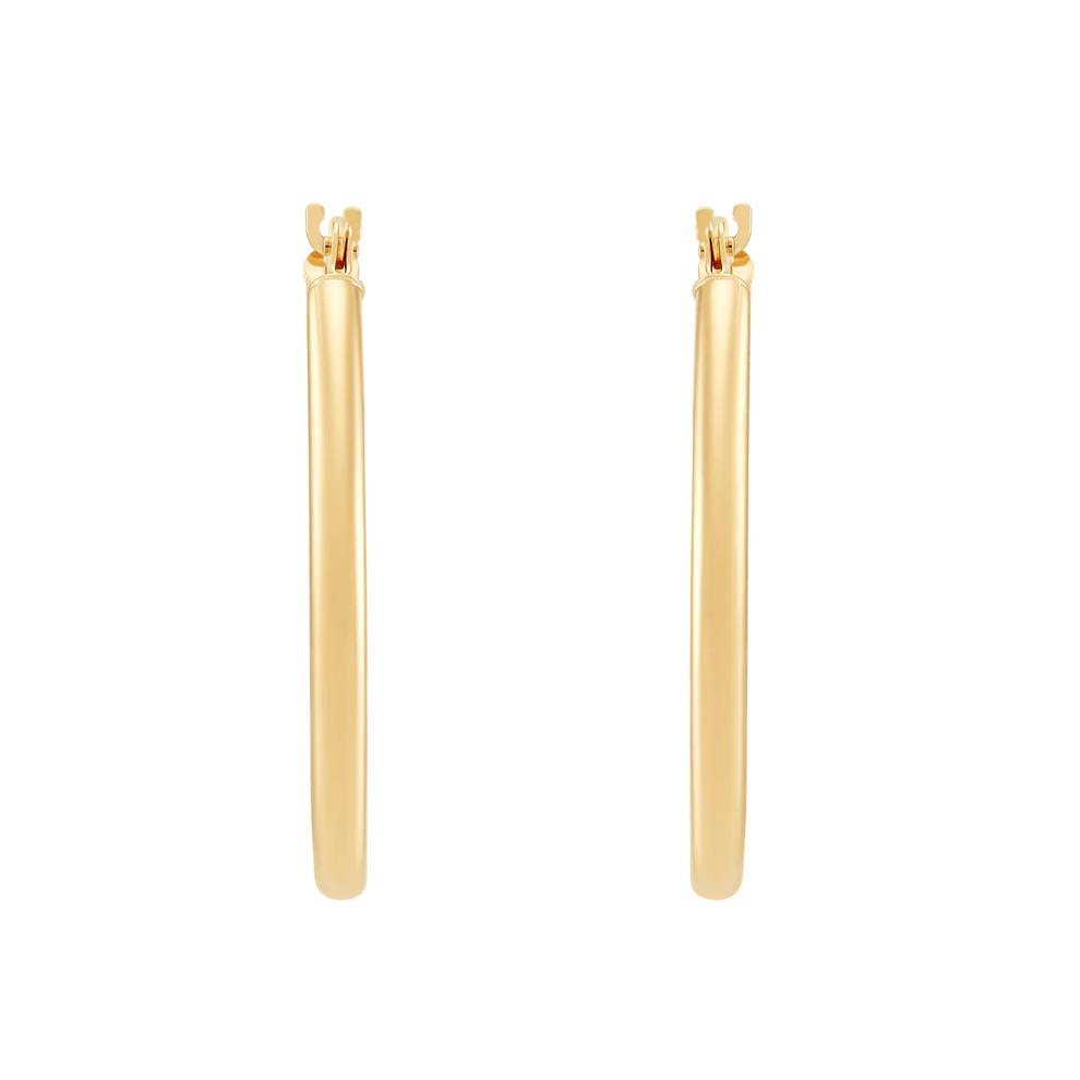 Polished Oval Tube Hoop Earrings in 10K Yellow Gold, 20x25MM  – Image 1 of 3