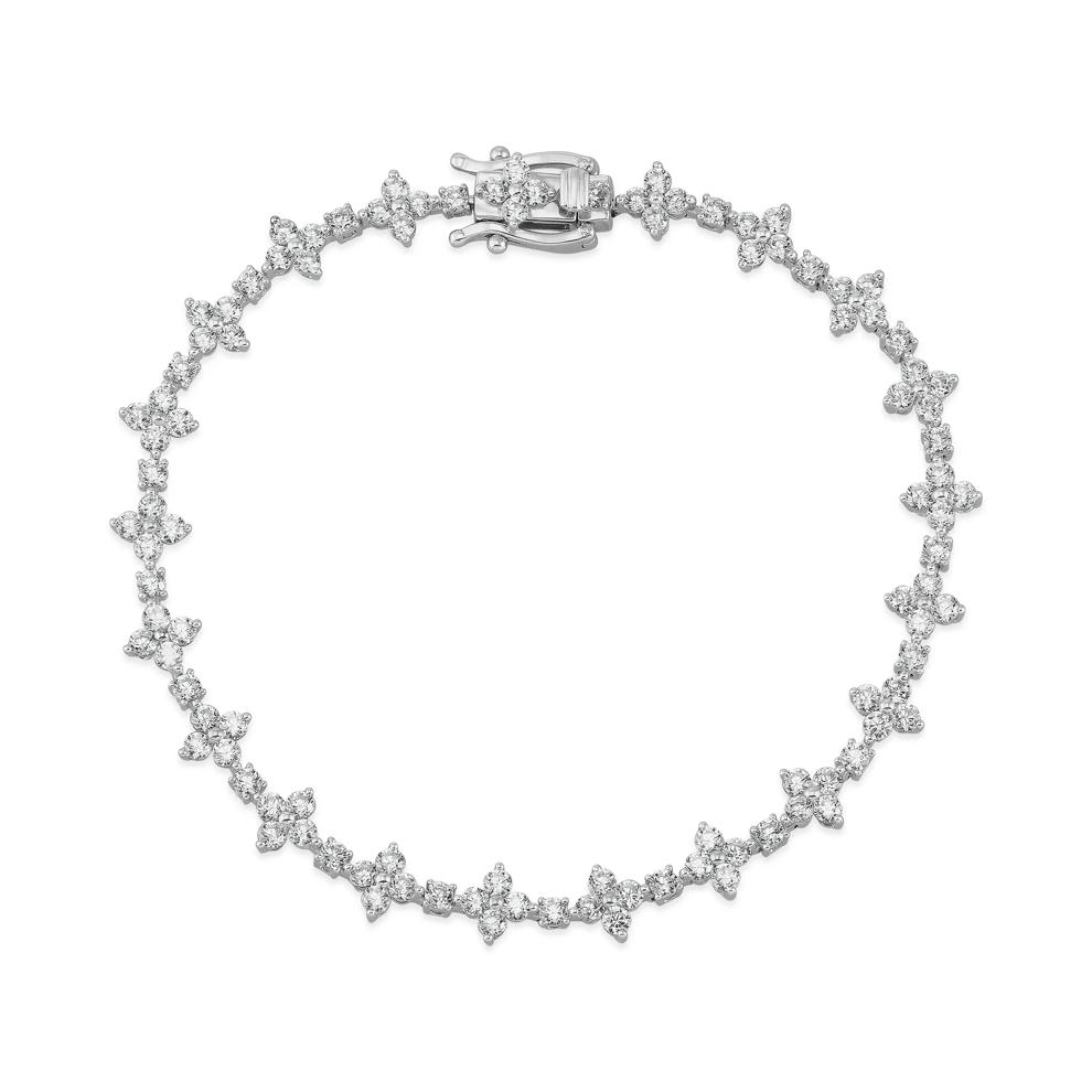 Lab Grown Diamond Clover Tennis Bracelet in 14K White Gold, 7" (4 ct. tw.) – Image 2 of 2