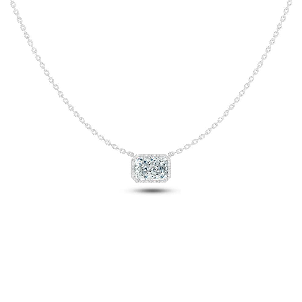 Lab Grown Diamond Bezel-Set East-West Radiant Pendant in 14K White Gold (3 ct.) – Image 1 of 4