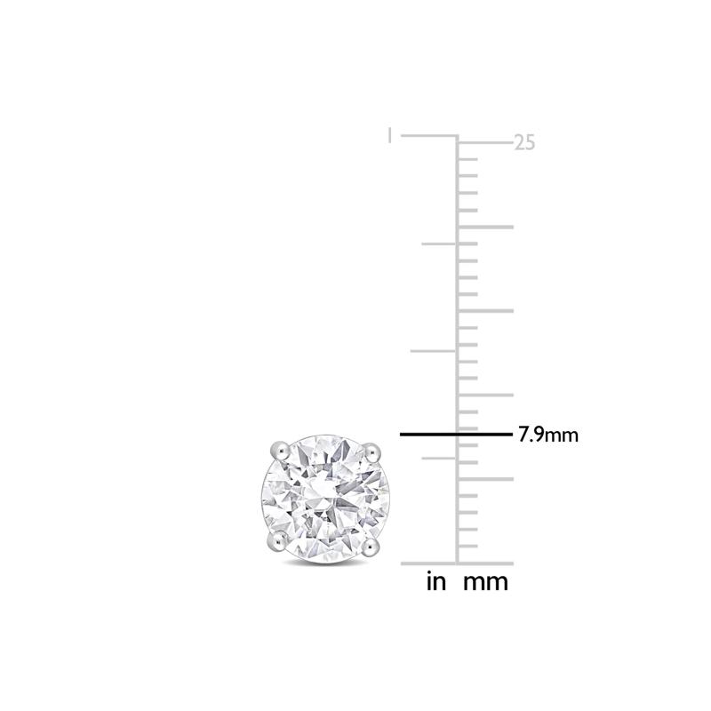 Lab-Created Moissanite Round Solitaire Stud Earrings in Sterling Silver &#40;3 3/4 ct. dew&#41; – Image 4 of 4