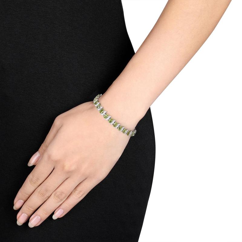 Peridot &amp; Diamond Accent Bracelet in Sterling Silver – Image 5 of 5