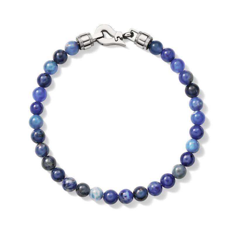 Men&#39;s Sodalite Bead Bracelet in Stainless Steel – Image 2 of 5