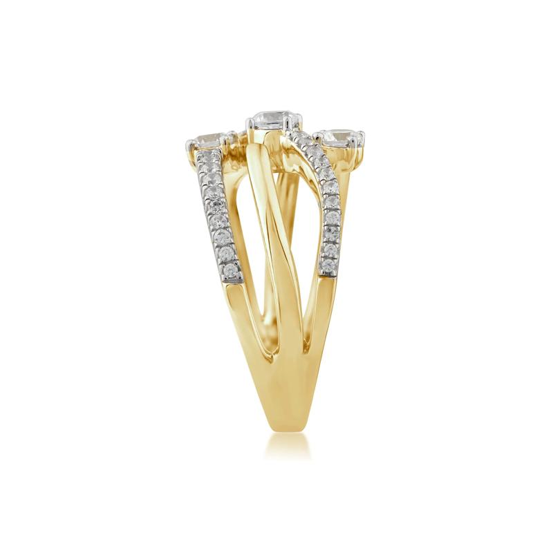 Diamond Three-Row Orbit Ring in 10K Yellow Gold &#40;3/4 ct. tw.&#41; – Image 3 of 3