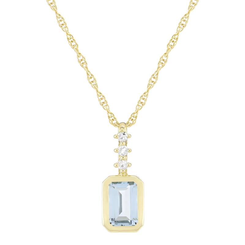 Aquamarine and Diamond Accent Pendant in 10K Yellow Gold – Image 1 of 3