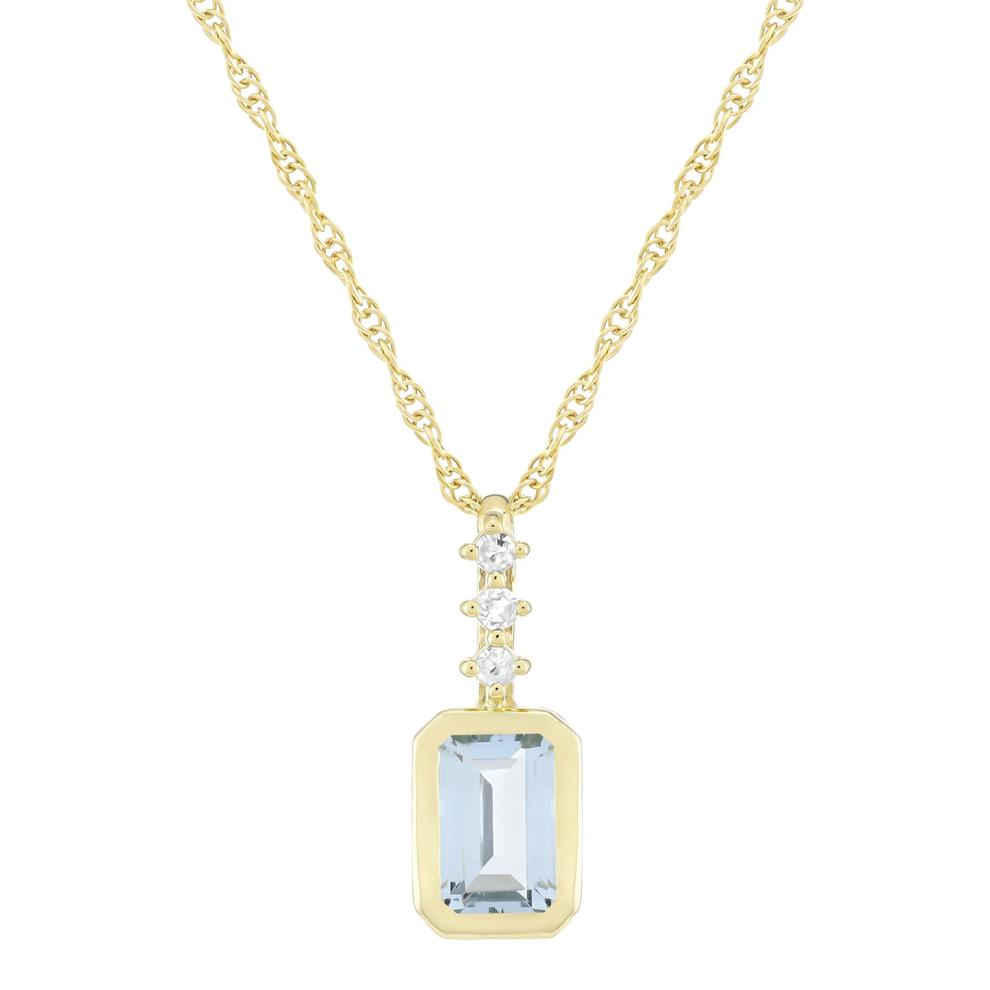 Aquamarine and Diamond Accent Pendant in 10K Yellow Gold – Image 1 of 3