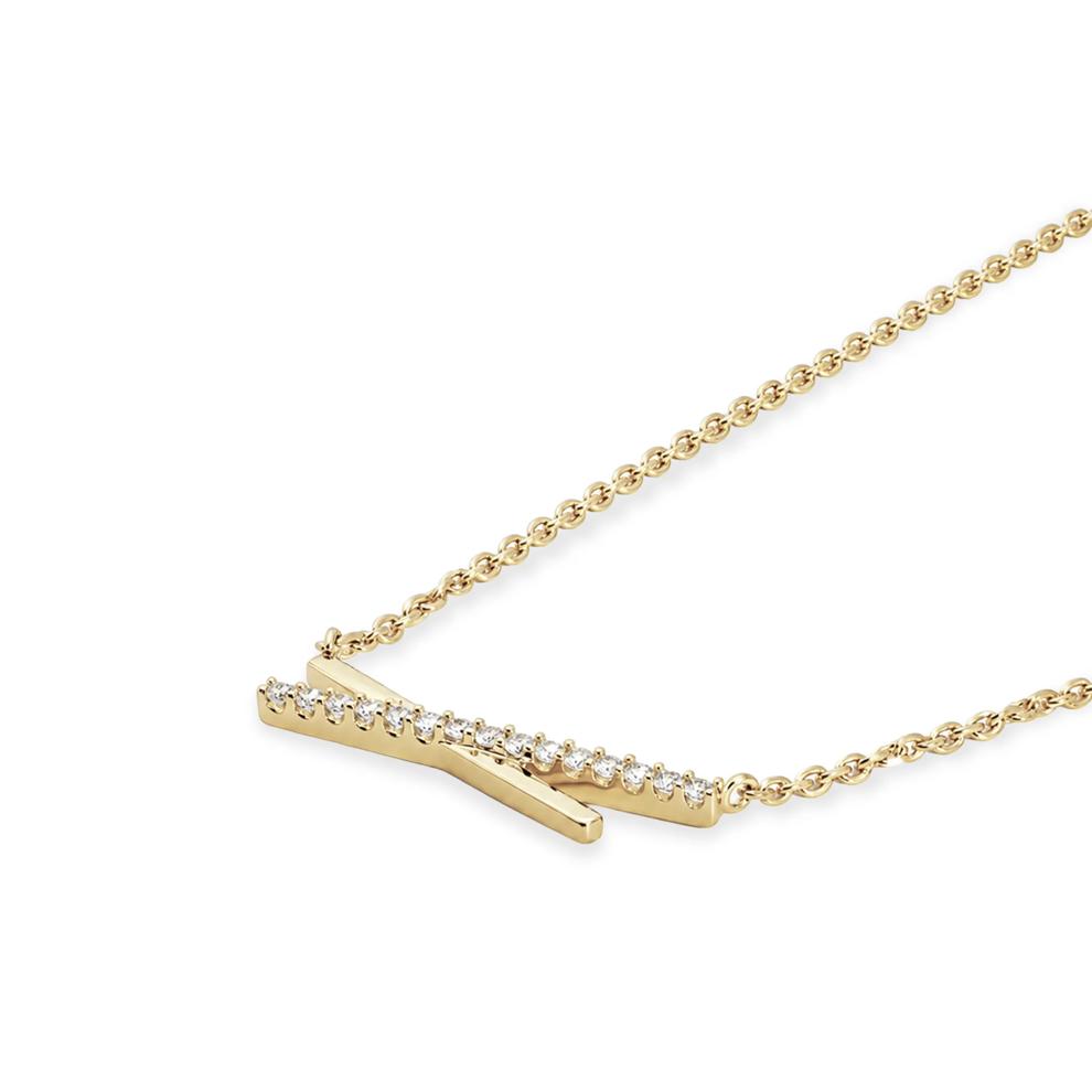 Diamond X Pendant Necklace in 10K Yellow Gold (1/10 ct. tw.) – Image 2 of 4