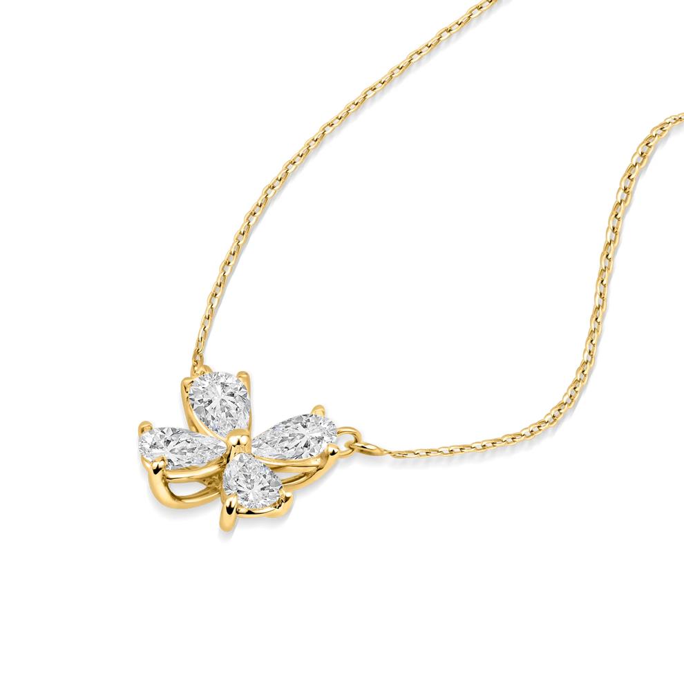 Lab Grown Diamond Pear-Shaped Flower Pendant Necklace in 14K Yellow Gold (1 ct. tw.) – Image 4 of 4