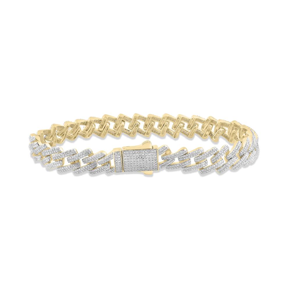Men's Lab Grown Diamond Curb Link Bracelet in 10K Yellow Gold, 8.5" (2 ct. tw.) – Image 2 of 2