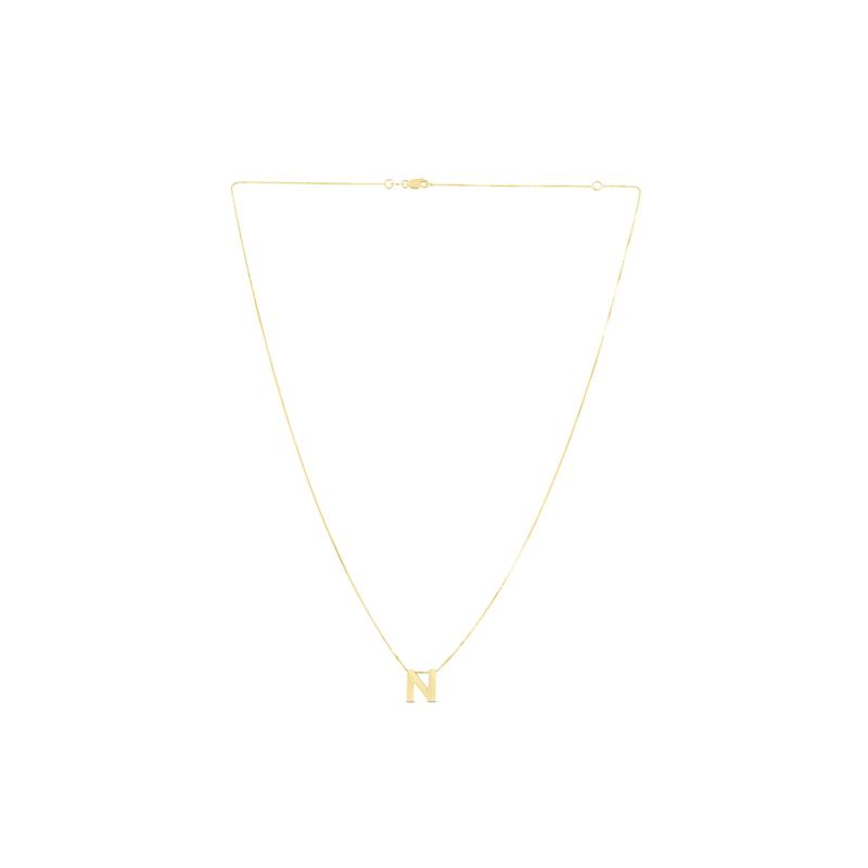 "N" Initial Necklace in 14K Yellow Gold – Image 1 of 2