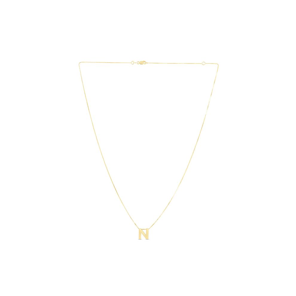"N" Initial Necklace in 14K Yellow Gold – Image 1 of 2
