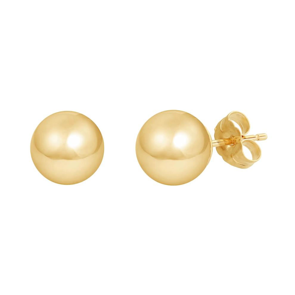 Polished Ball Stud Earrings in 14K Yellow Gold, 8mm – Image 2 of 2