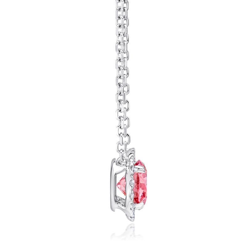 Lab Grown Diamond Fancy Pink Halo Pendant in 14K White Gold (1 1/7 ct. tw.) – Image 2 of 2