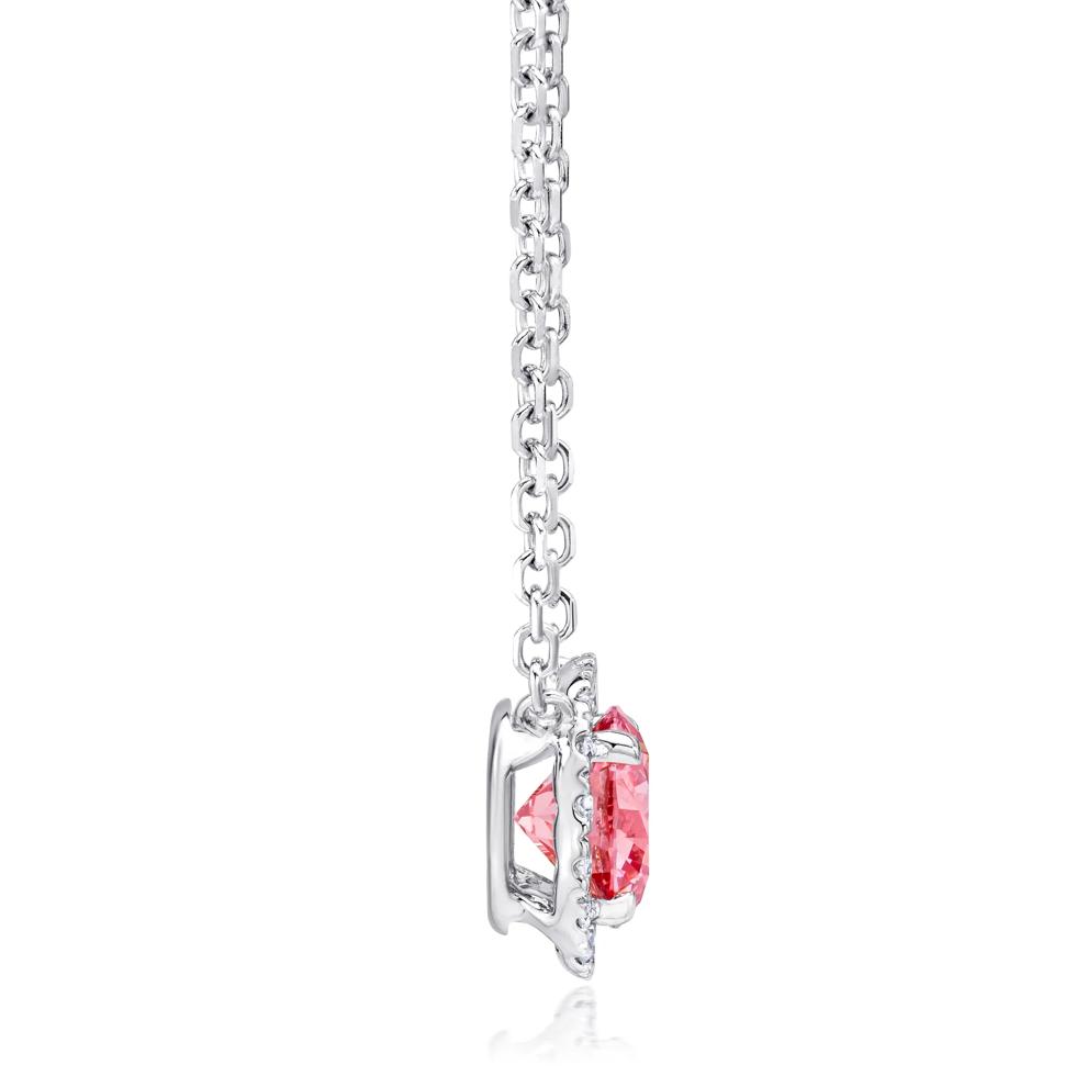 Lab Grown Diamond Fancy Pink Halo Pendant in 14K White Gold (1 1/7 ct. tw.) – Image 2 of 2