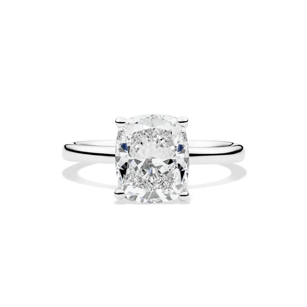 Lab Grown Diamond Elongated Cushion Solitaire Engagement Ring in 14K White Gold (3 ct.) – Image 1 of 4