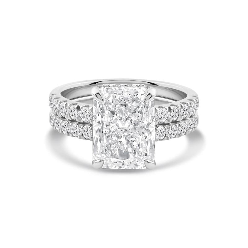 Lab Grown Diamond Radiant-Cut Bridal Set in 14K White Gold &#40;5 ct. tw.&#41; – Image 1 of 4