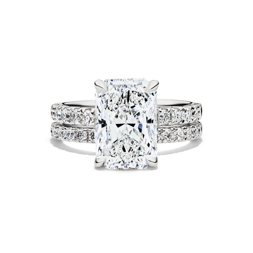 Lab Grown Diamond Radiant-Cut Bridal Set in 14K White Gold (5 ct. tw.) – Image 1 of 6