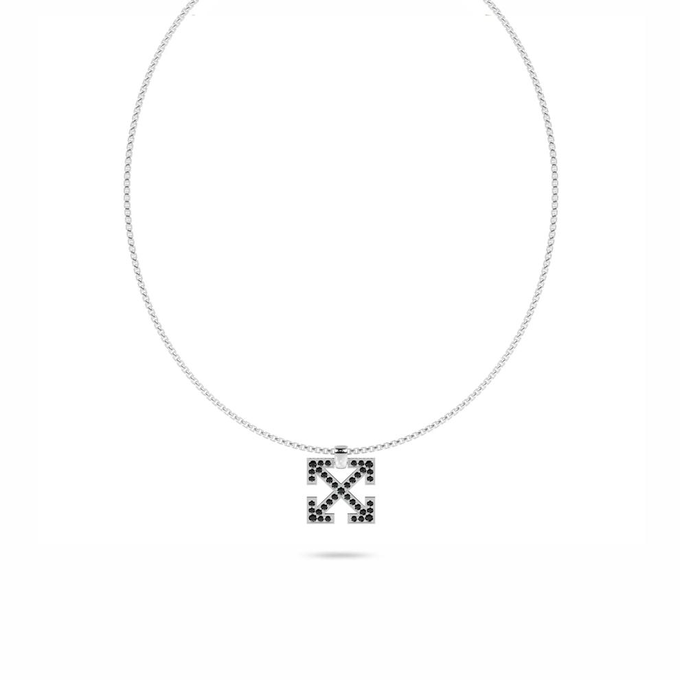 Men's Black Lab Grown Diamond Arrow Design Pendant Necklace in Sterling Silver (1 3/8 ct. tw.) – Image 1 of 4