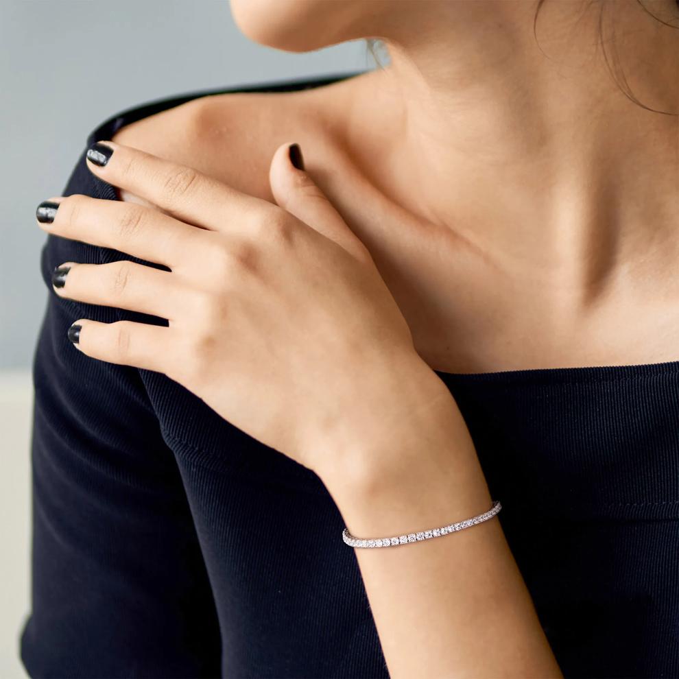 Lab-Created White Sapphire Bracelet in Sterling Silver  – Image 4 of 5