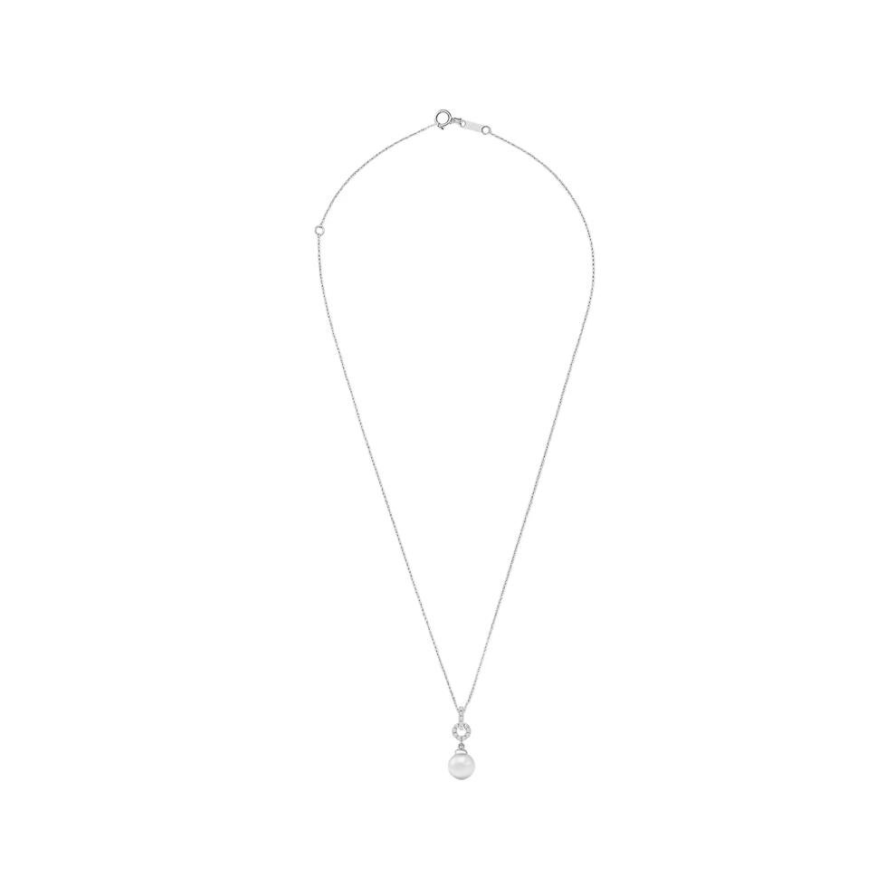 Freshwater Cultured Pearl &amp; Diamond Drop Pendant in 10K White Gold (1/10 ct. tw.) – Image 3 of 4