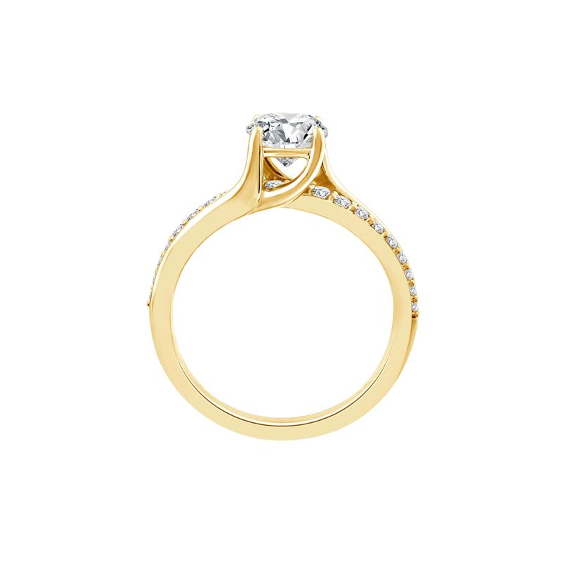 Lab Grown Diamond Round Engagement Ring in 10K Yellow Gold &#40;1 1/4 ct. tw.&#41; – Image 2 of 3