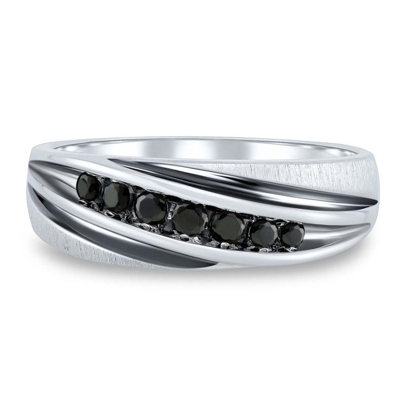 Men&#39;s Black Diamond Ring in Sterling Silver &#40;1/3 ct. tw.&#41; – Image 1 of 3