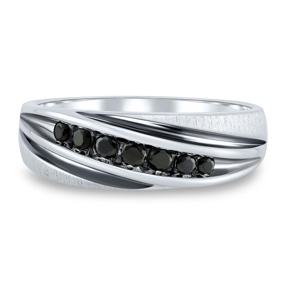 Men's Black Diamond Ring in Sterling Silver (1/3 ct. tw.) – Image 1 of 3