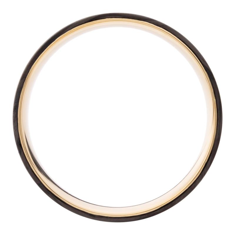 Men&rsquo;s Forged Carbon Inlay Wedding Band in 14K Yellow Gold, 8MM – Image 2 of 3