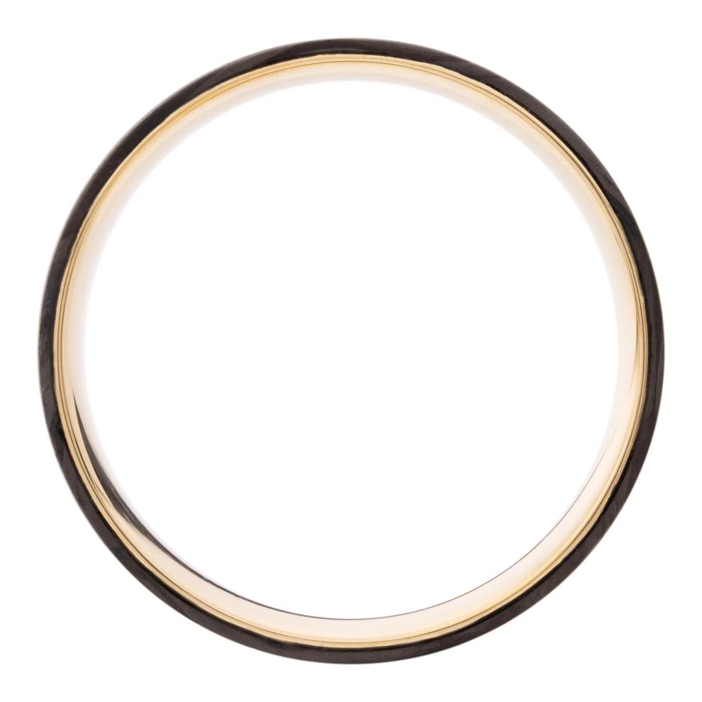 Men&rsquo;s Forged Carbon Inlay Wedding Band in 14K Yellow Gold, 8MM – Image 2 of 3
