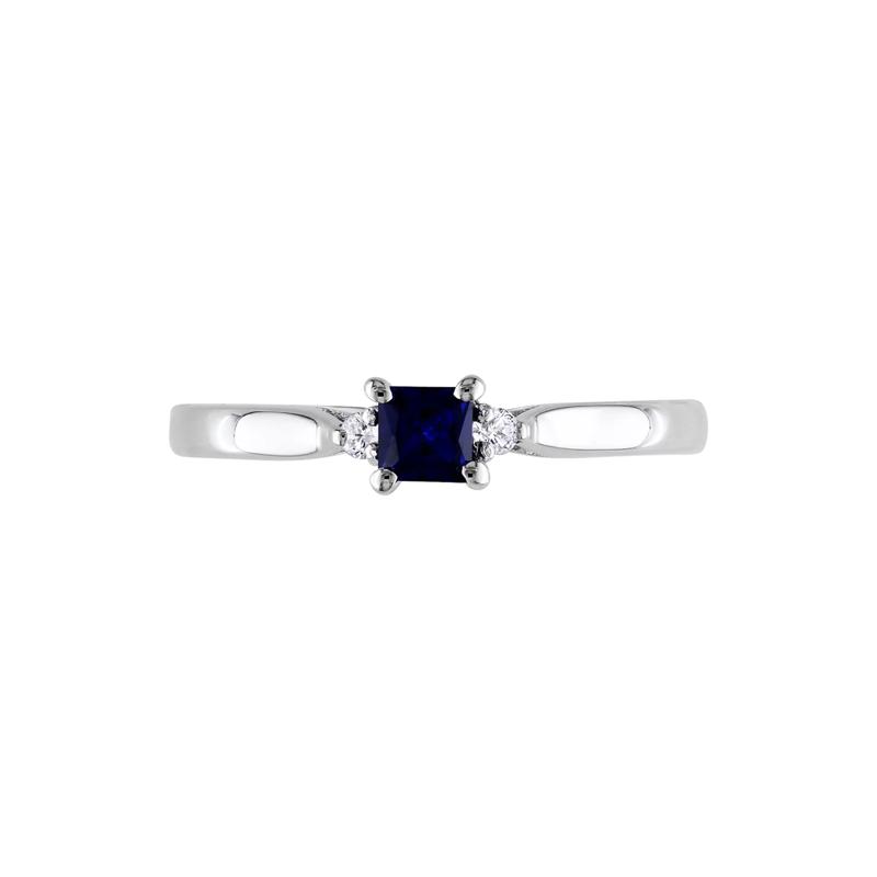 Lab Created Blue Sapphire &amp; Diamond Ring in Sterling Silver – Image 1 of 4