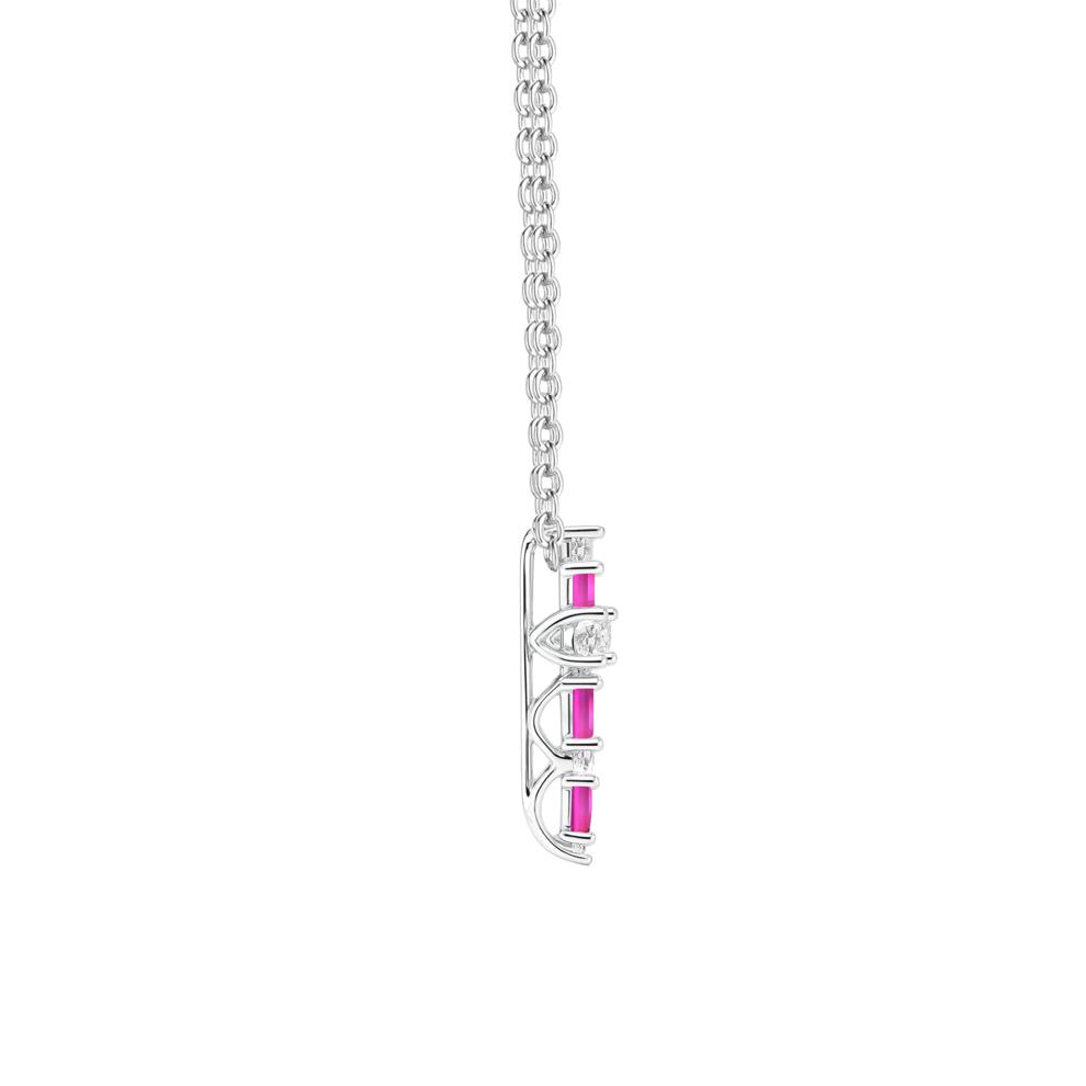 Lab-Created Ruby &amp; Lab-Created White Sapphire Cross Pendant in Sterling Silver – Image 2 of 3