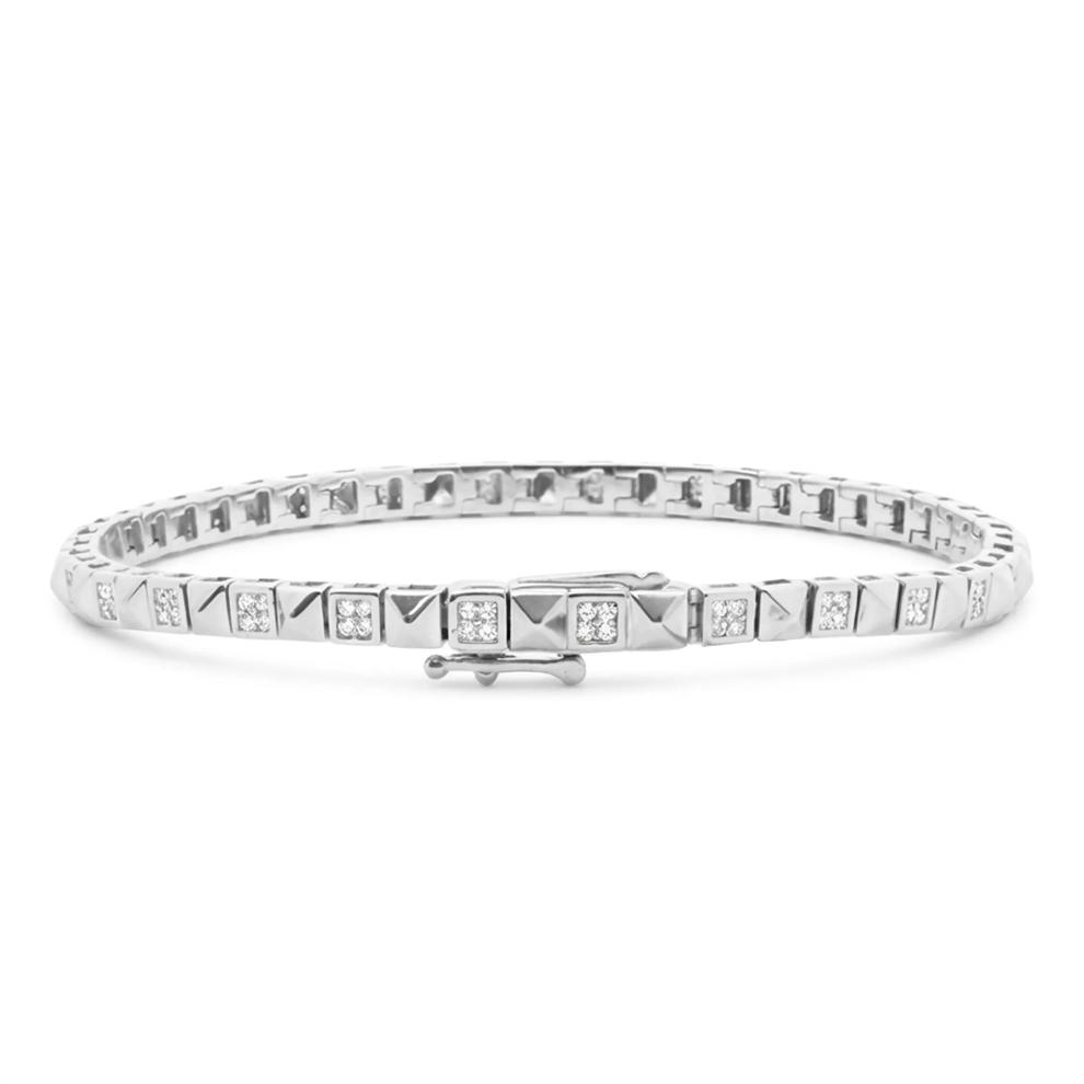 Diamond Pyramid Bracelet in Sterling Silver, 7" (1/2 ct. tw.) – Image 2 of 2