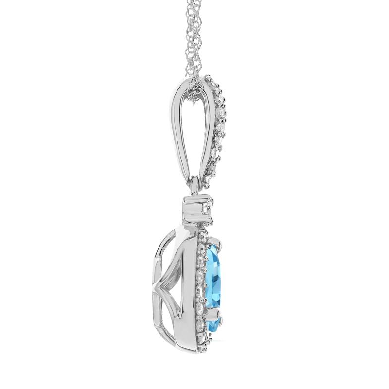 Blue Topaz and Diamond Pendant in 10K White Gold &#40;1/5 ct. tw.&#41; – Image 2 of 3