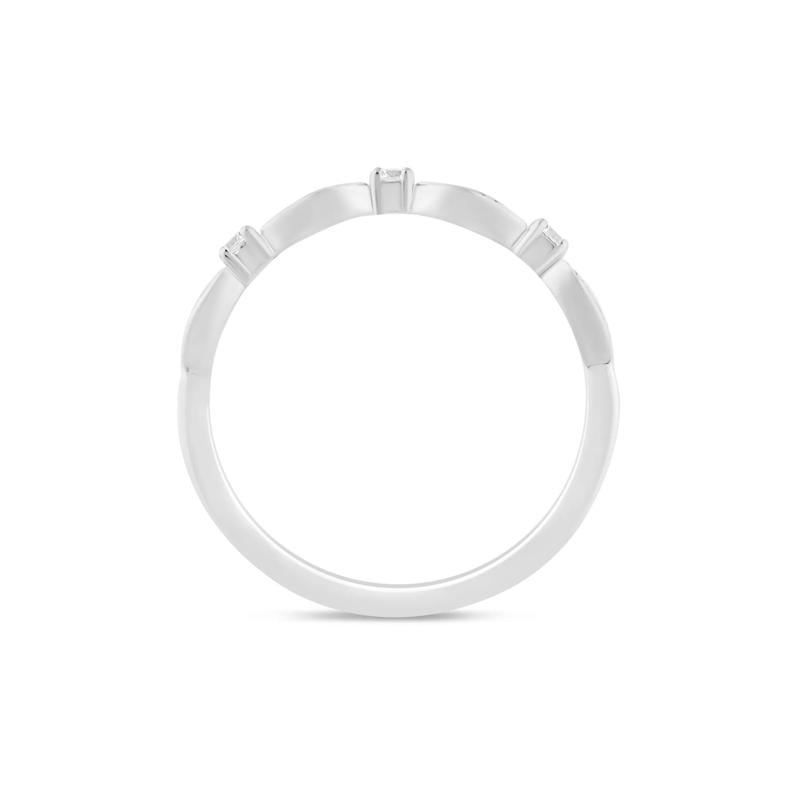 Stacking Ring with Scalloped Band in 10K White Gold &#40;1/8 ct. tw.&#41; – Image 2 of 3