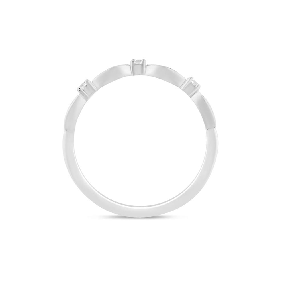 Stacking Ring with Scalloped Band in 10K White Gold (1/8 ct. tw.) – Image 2 of 3