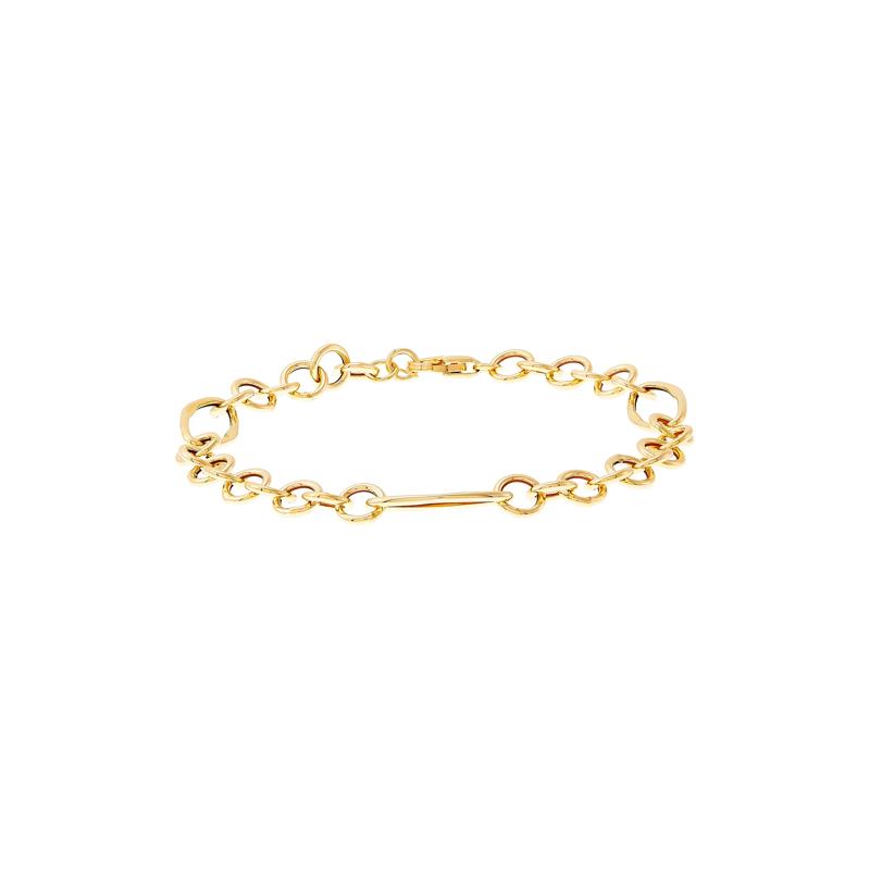 Hollow Round and Oval Link Bracelet in 14K Yellow Gold – Image 2 of 2