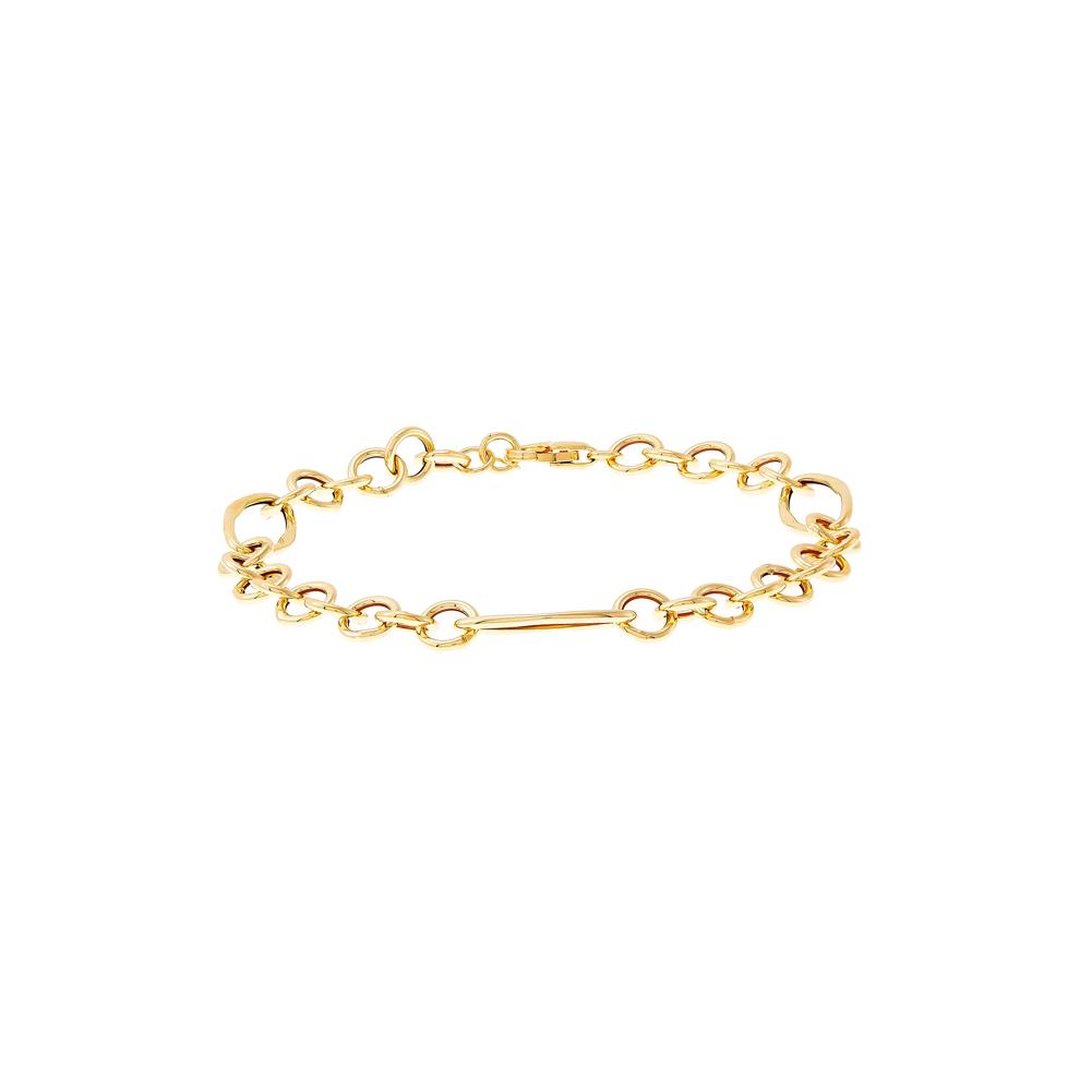 Hollow Round and Oval Link Bracelet in 14K Yellow Gold – Image 2 of 2
