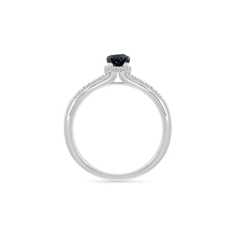 Black and White Diamond Hidden Halo Ring in 10K White Gold &#40;3/8 ct. tw.&#41; – Image 2 of 3