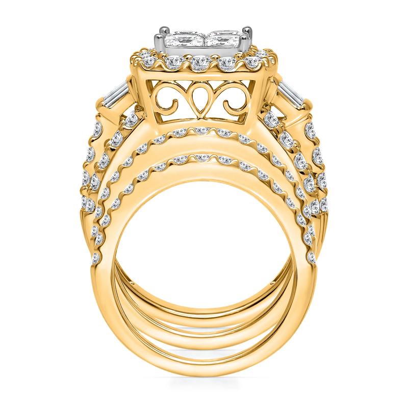Princess-Cut Diamond Composite Engagement Ring Set in 10K Yellow Gold (4 ct. tw.) – Image 2 of 3