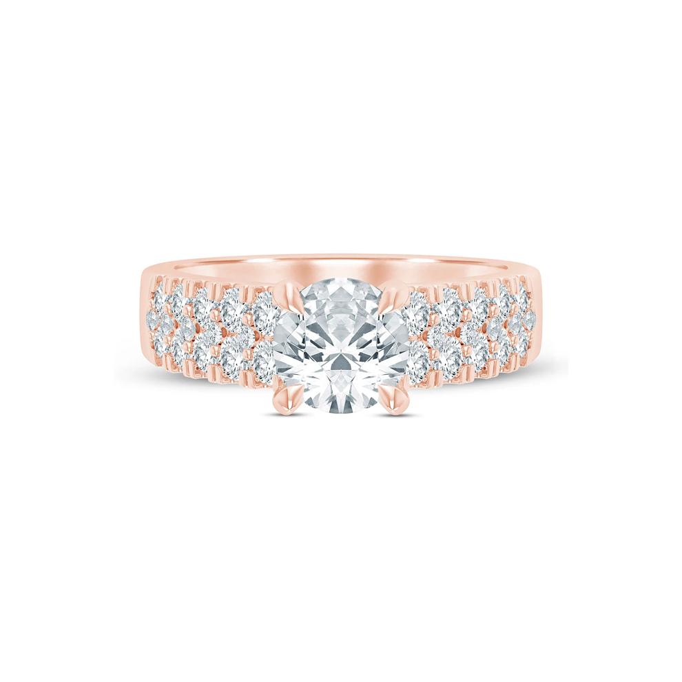 Lab Grown Diamond Double-Row Semi-Mount Ring in 14K Rose Gold (1 ct. tw.) – Image 1 of 6
