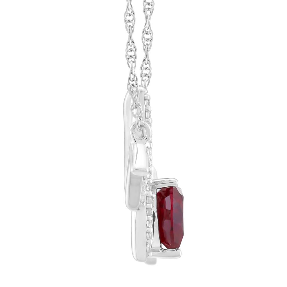 Lab-Created Ruby &amp; Lab-Created White Sapphire "Love" Necklace in Sterling Silver – Image 2 of 3