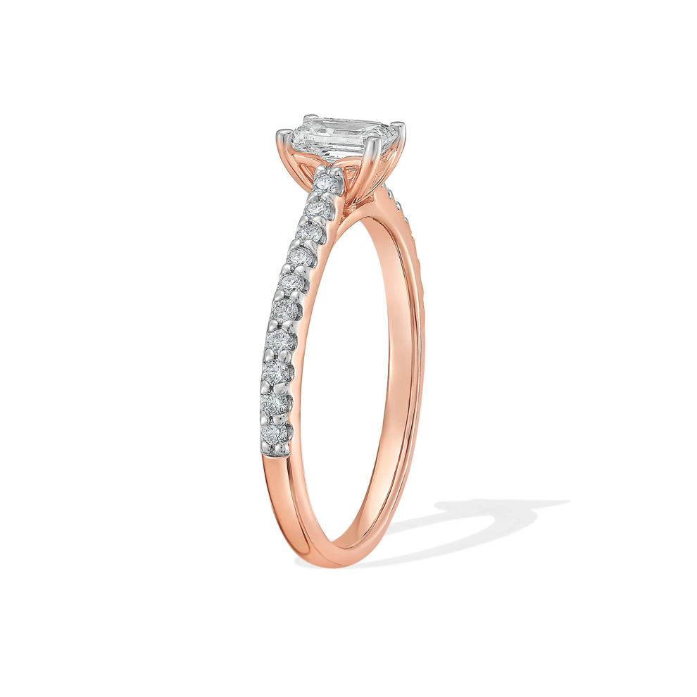 Diamond Emerald Cut Center Engagement Ring in 14K Rose Gold (3/4 ct. tw.) – Image 3 of 4