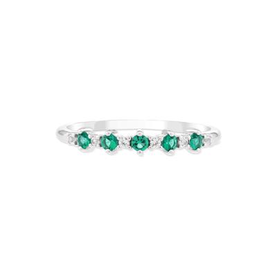 Lab-Created Emerald & Lab-Created White Sapphire Stack Ring in Sterling Silver