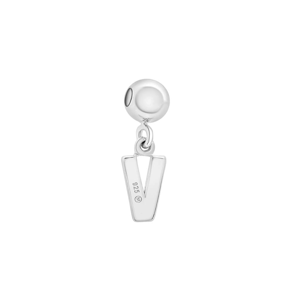 Diamond Accent V Initial Bead Charm in Sterling Silver – Image 3 of 3
