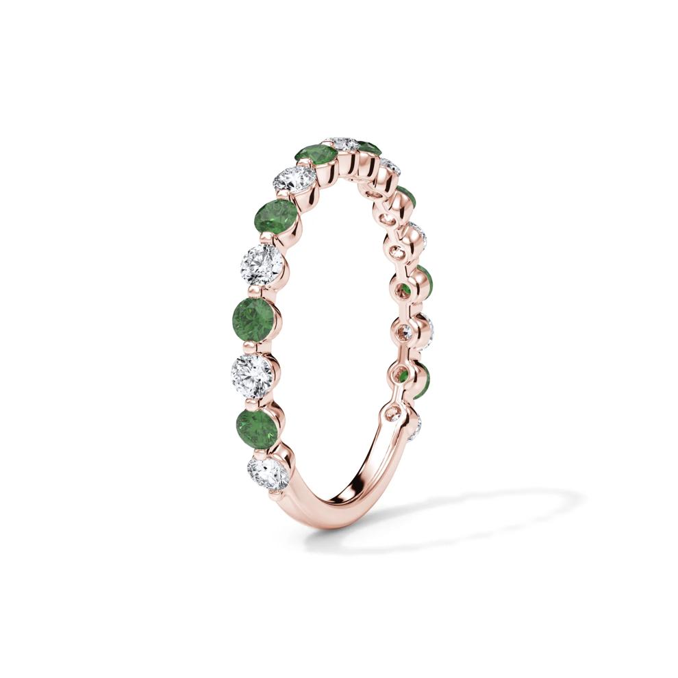 Lab Grown Diamond  &amp; Lab-Created Emerald Half Eternity Anniversary Band in 14K Rose Gold (1/3 ct. tw.) – Image 3 of 4