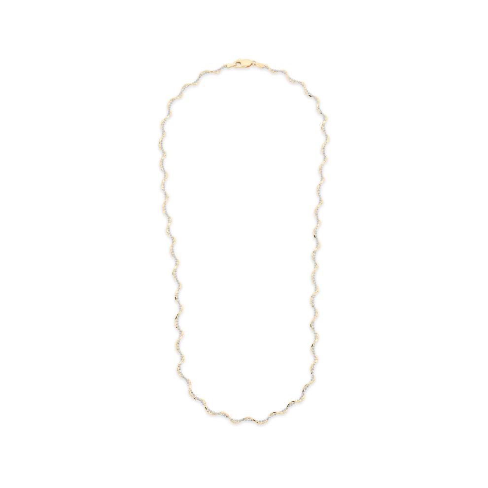 Double Row Beaded Chain in 10K Yellow &amp; White Gold, 18" – Image 2 of 4
