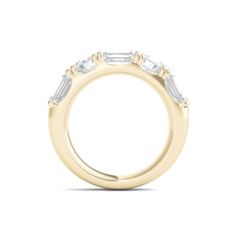 Round &amp; Emerald-Cut Lab Grown Diamond Five-Stone Band in 14K Yellow Gold &#40;4 ct. tw.&#41; – Image 2 of 3