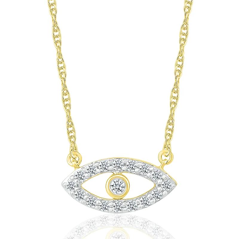 Diamond Evil Eye Necklace in 10K Yellow Gold &#40;1/10 ct. tw.&#41; – Image 1 of 2