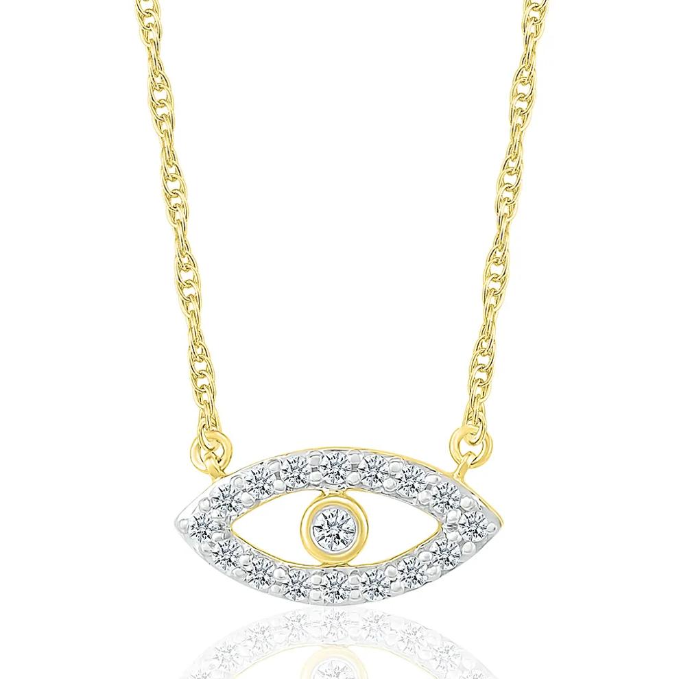 Diamond Evil Eye Necklace in 10K Yellow Gold (1/10 ct. tw.) – Image 1 of 2
