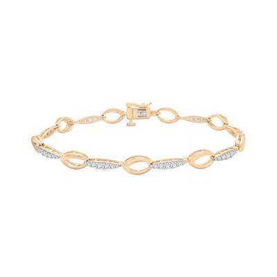 Diamond Oval-Link Bracelet in 10K Yellow Gold (1 ct. tw.)